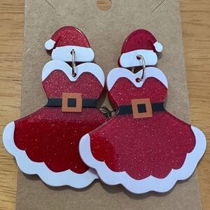 Festive Mrs. Santa Claus Dress Earrings
